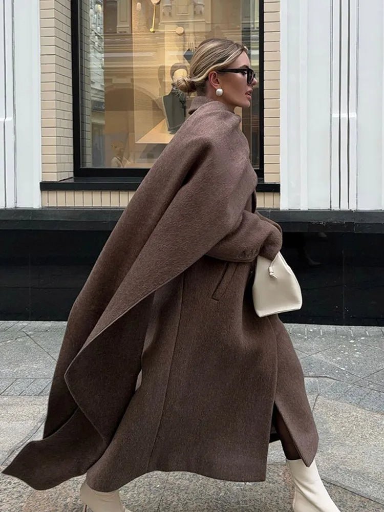 Overcoat Oversized Scarf Collar Elegant Classic Style - SN Wigs & More
