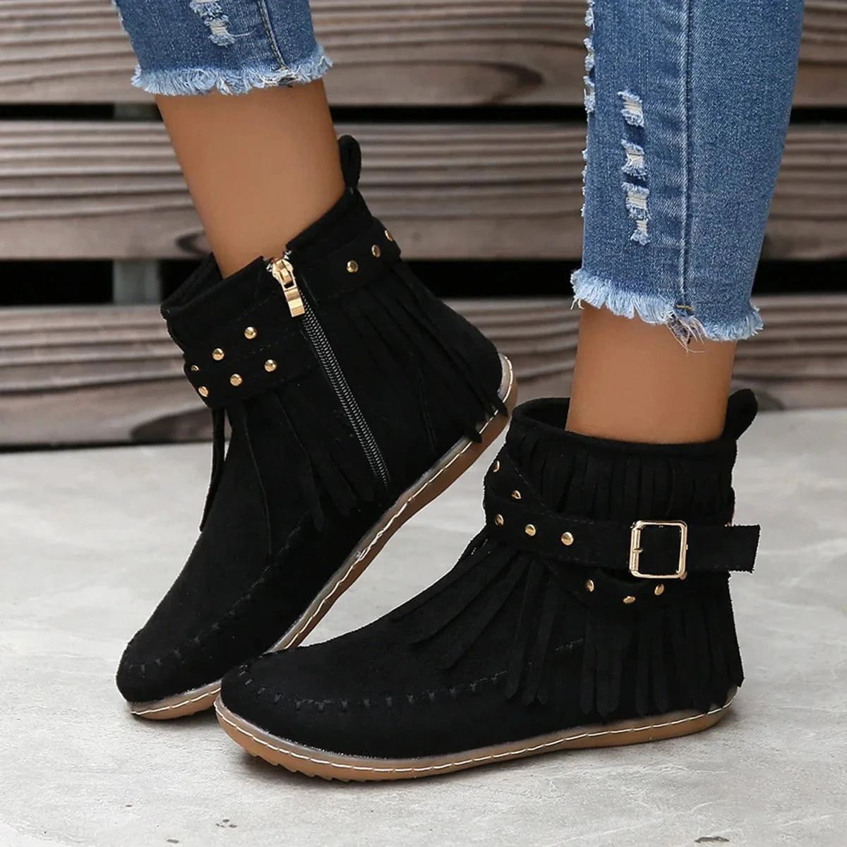 Oversized Hot Selling Women's Suede Boots Low Round Head Solid Flat Heel Women's Short Boots boots women shoes
