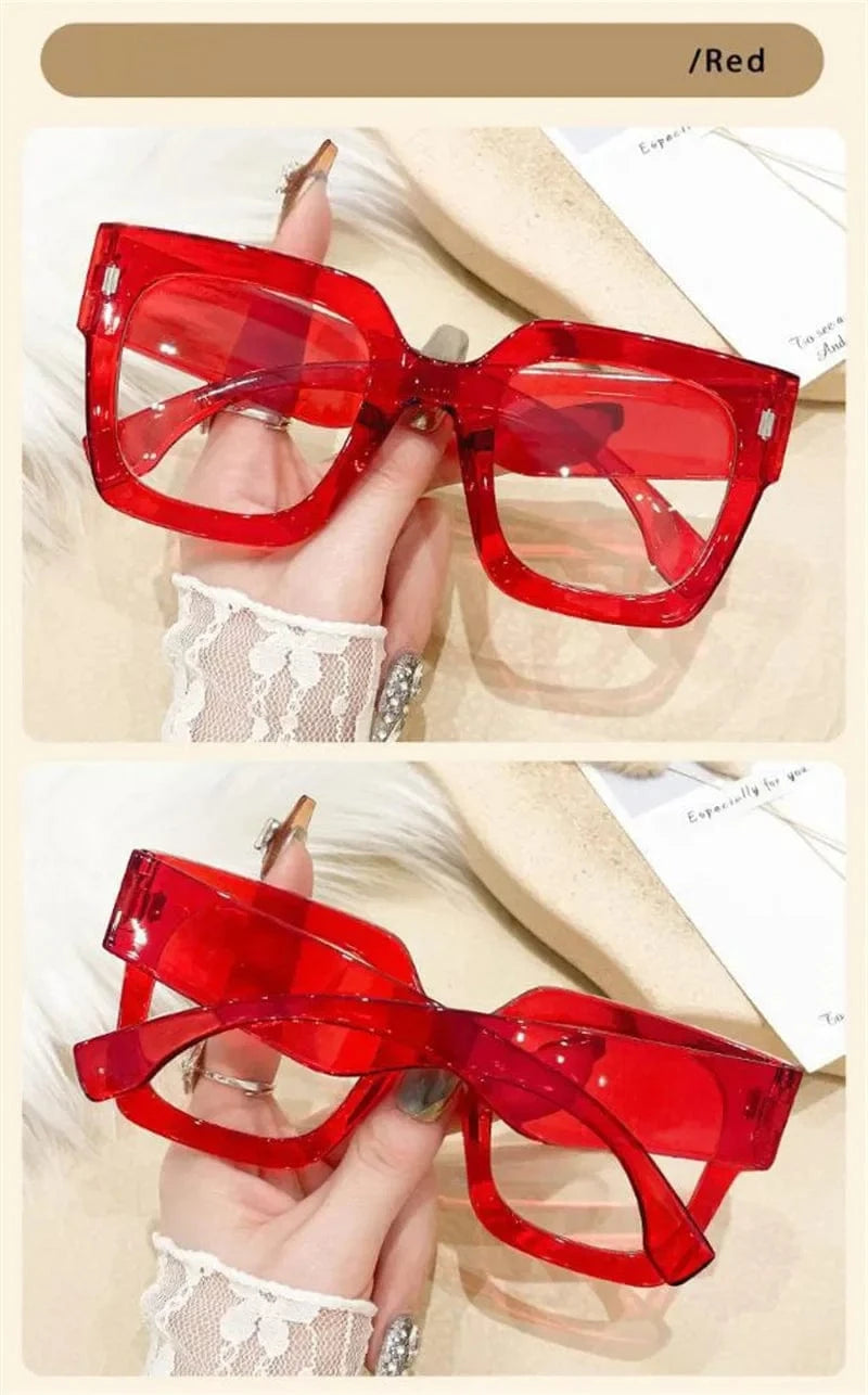 Oversized Transparent Computer Glasses Frame Anti Blue Light Blocking Glasses Large Frame Black Leopard Glasses Clear Lenses