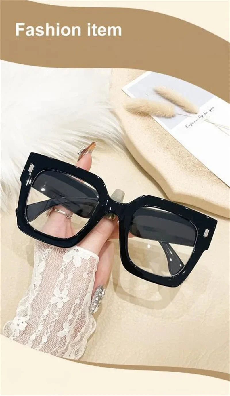 Oversized Transparent Computer Glasses Frame Anti Blue Light Blocking Glasses Large Frame Black Leopard Glasses Clear Lenses