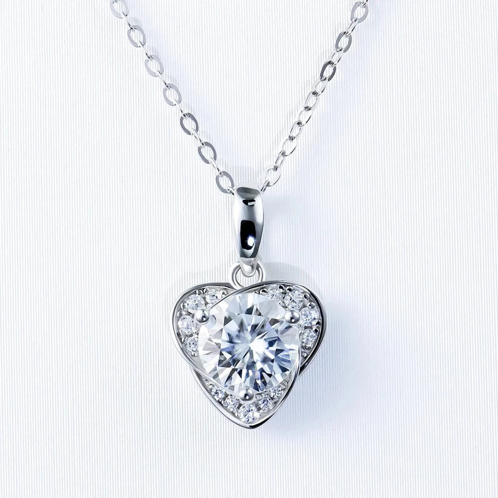 P200612011-1carat Wholesale Moissanite Jewelry  925 Silver Fine Jewelry pendant necklace Classical Chain Pendant Necklace for women