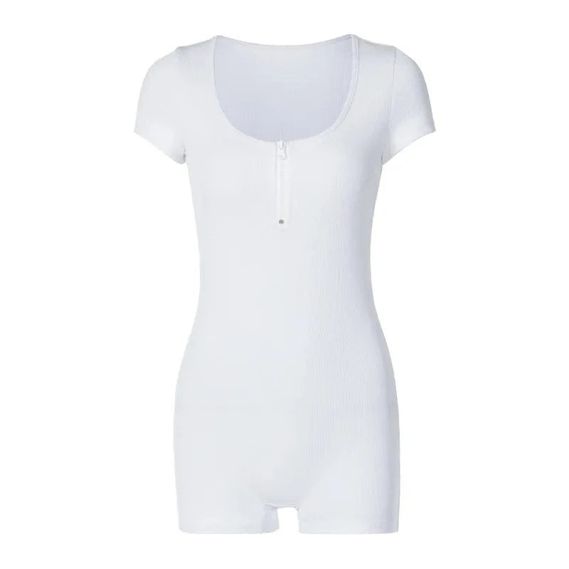 P3914030w 2024 Autumn Winter New Women's Jumpsuit Zipper Short Sleeve Solid Color Sporty Casual One Piece Romper For Women