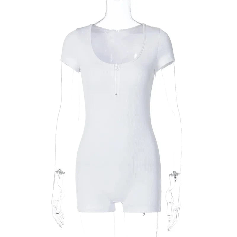 P3914030w 2024 Autumn Winter New Women's Jumpsuit Zipper Short Sleeve Solid Color Sporty Casual One Piece Romper For Women