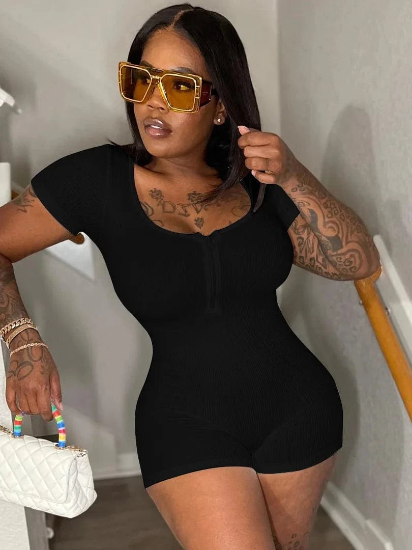 P3914030w 2024 Autumn Winter New Women's Jumpsuit Zipper Short Sleeve Solid Color Sporty Casual One Piece Romper For Women