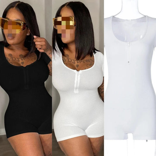 P3914030w 2024 Autumn Winter New Women's Jumpsuit Zipper Short Sleeve Solid Color Sporty Casual One Piece Romper For Women