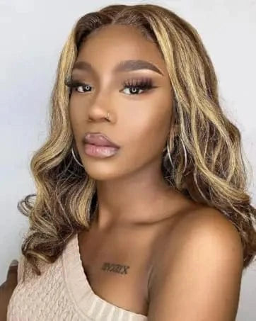 P4/27 / 10 Inches Highlight Short Body Wave Bob 4x4 Lace Frontal Human Hair Wigs Cheap Brazilian Virgin Human Hair Wigs