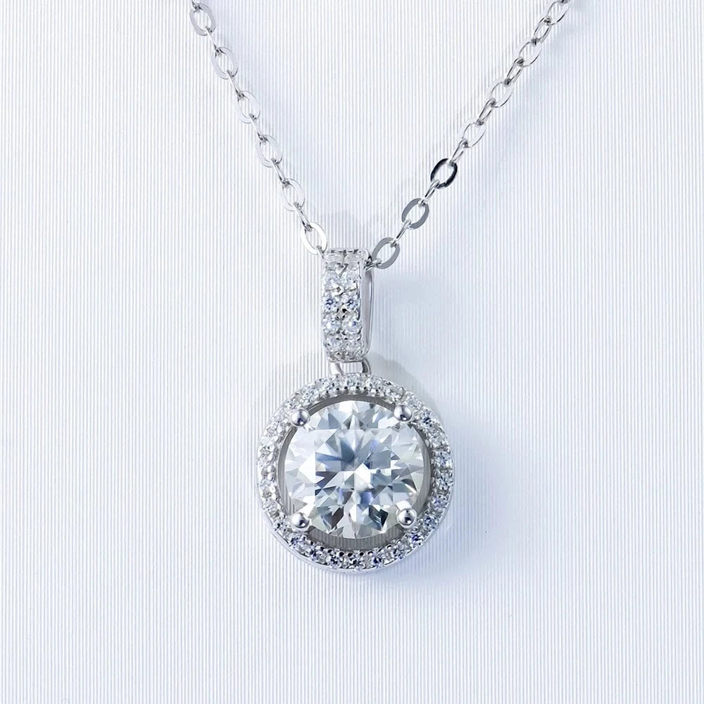 P49949-6.5 Wholesale Moissanite Jewelry  925 Silver Fine Jewelry pendant necklace Classical Chain Pendant Necklace for women