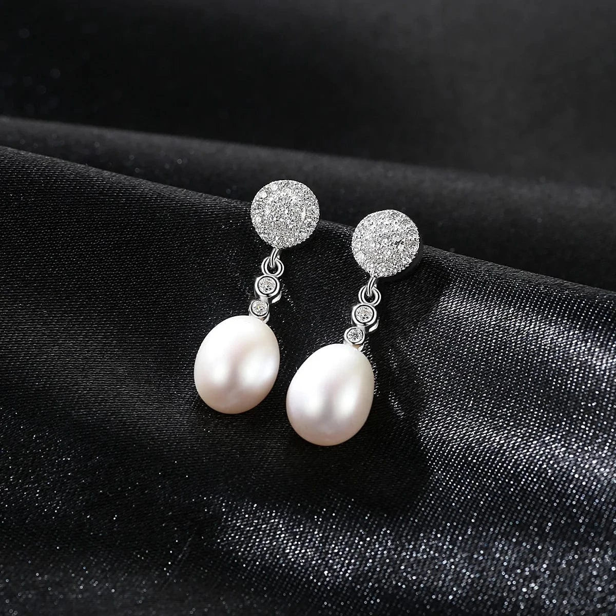 PAG&MAG Elegant Fine Jewelry Women Anniversary Sterling Silver 925 Natural Freshwater Pearl Drop Earrings