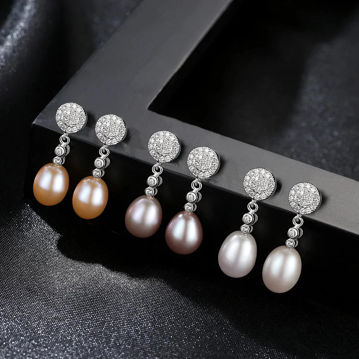 PAG&MAG Elegant Fine Jewelry Women Anniversary Sterling Silver 925 Natural Freshwater Pearl Drop Earrings