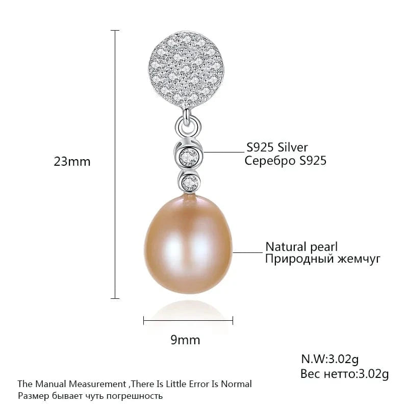 PAG&MAG Elegant Fine Jewelry Women Anniversary Sterling Silver 925 Natural Freshwater Pearl Drop Earrings