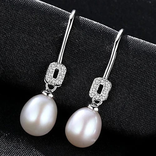 PAG&MAG Party Jewelry Vintage 8-9mm High Quality Natural Freshwater Pearl 925 Sterling Silver Drop Earrings for Women