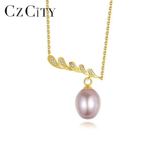 PAG&MAG Wedding Pendant Necklace 925 Sterling Silver Choker Pink Freshwater Pearl Pendant Necklace