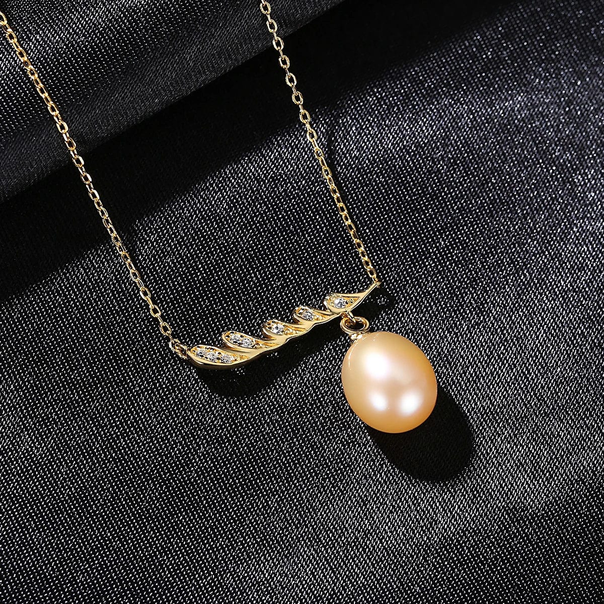 PAG&MAG Wedding Pendant Necklace 925 Sterling Silver Choker Pink Freshwater Pearl Pendant Necklace