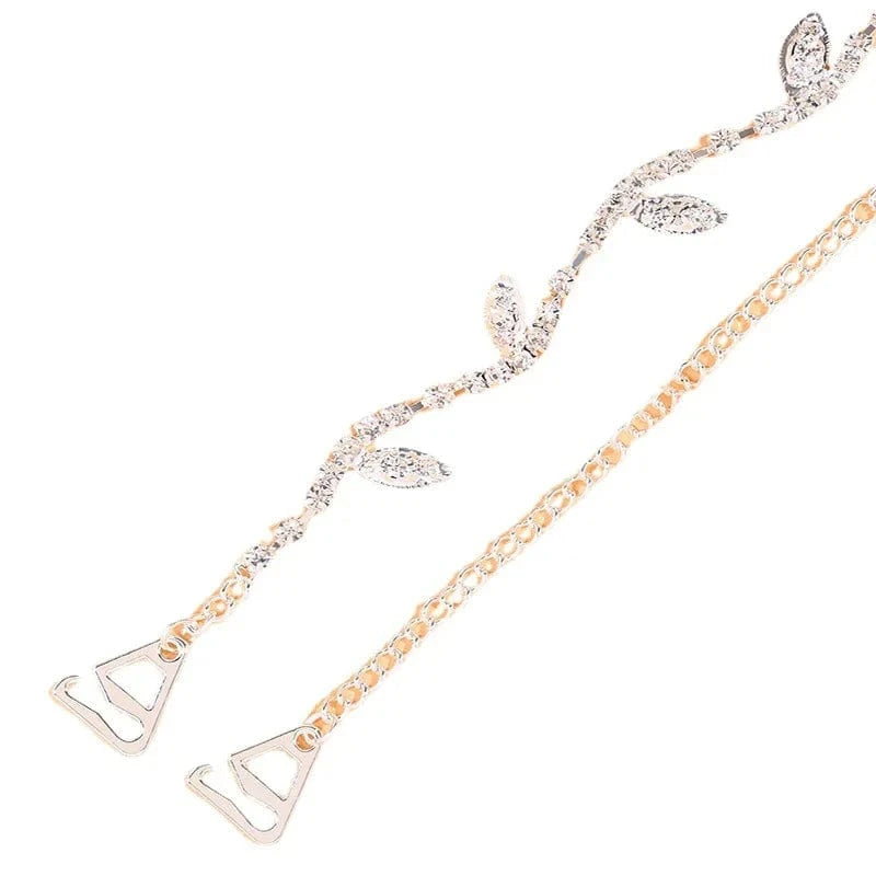 Pair of Leaf Zircon Shoulder Chain Body Jewelry Bra Accessories Jewelry for Women Sexy Shoulder Straps Jewelry