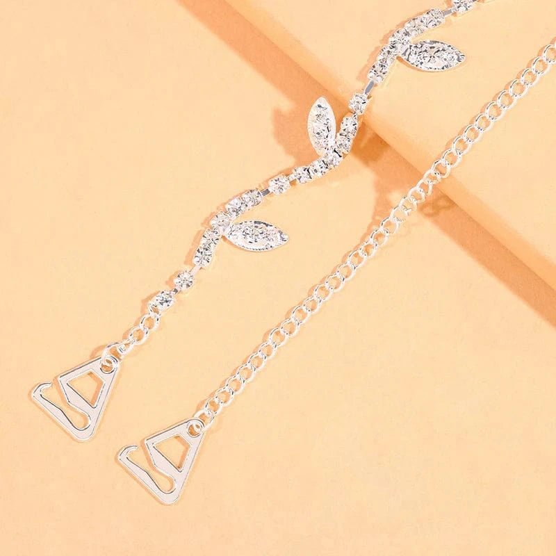 Pair of Leaf Zircon Shoulder Chain Body Jewelry Bra Accessories Jewelry for Women Sexy Shoulder Straps Jewelry
