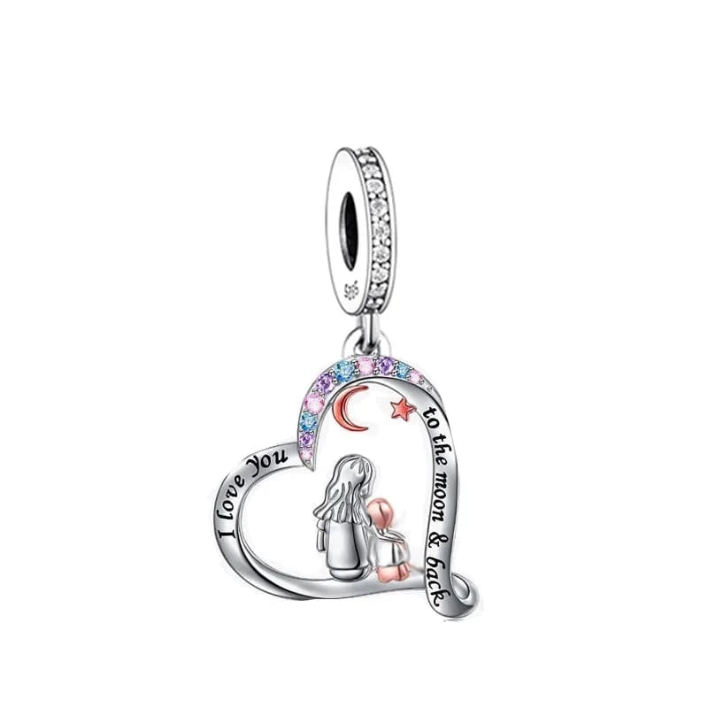 Pan Charms Bracelet Necklace I Love You to The Moon and Back Bead 925 Sterling Silver Fit Original for Women Jewelry Making S925
