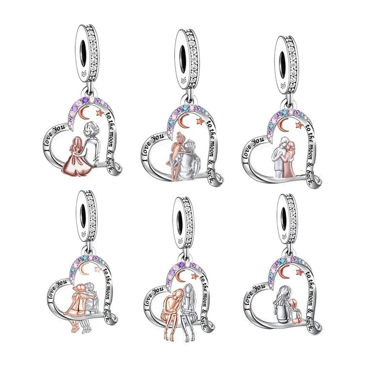Pan Charms Bracelet Necklace I Love You to The Moon and Back Bead 925 Sterling Silver Fit Original for Women Jewelry Making S925