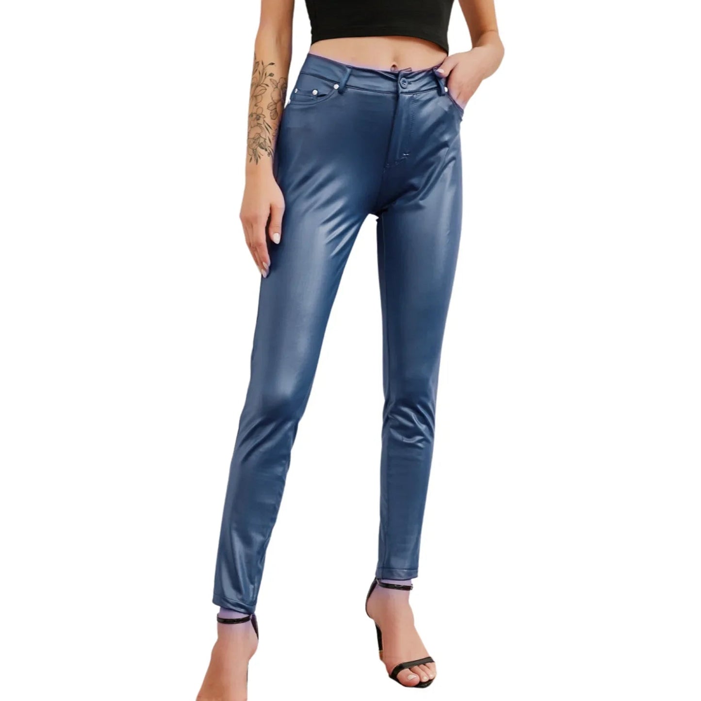 Pants PU Leather High Waist Bodycon Pencil Style Casual Chic Everyday Wear Comfort - SN Wigs & More