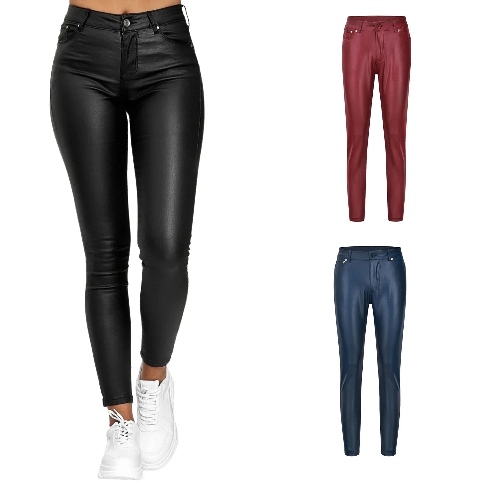 Pants PU Leather High Waist Bodycon Pencil Style Casual Chic Everyday Wear Comfort - SN Wigs & More