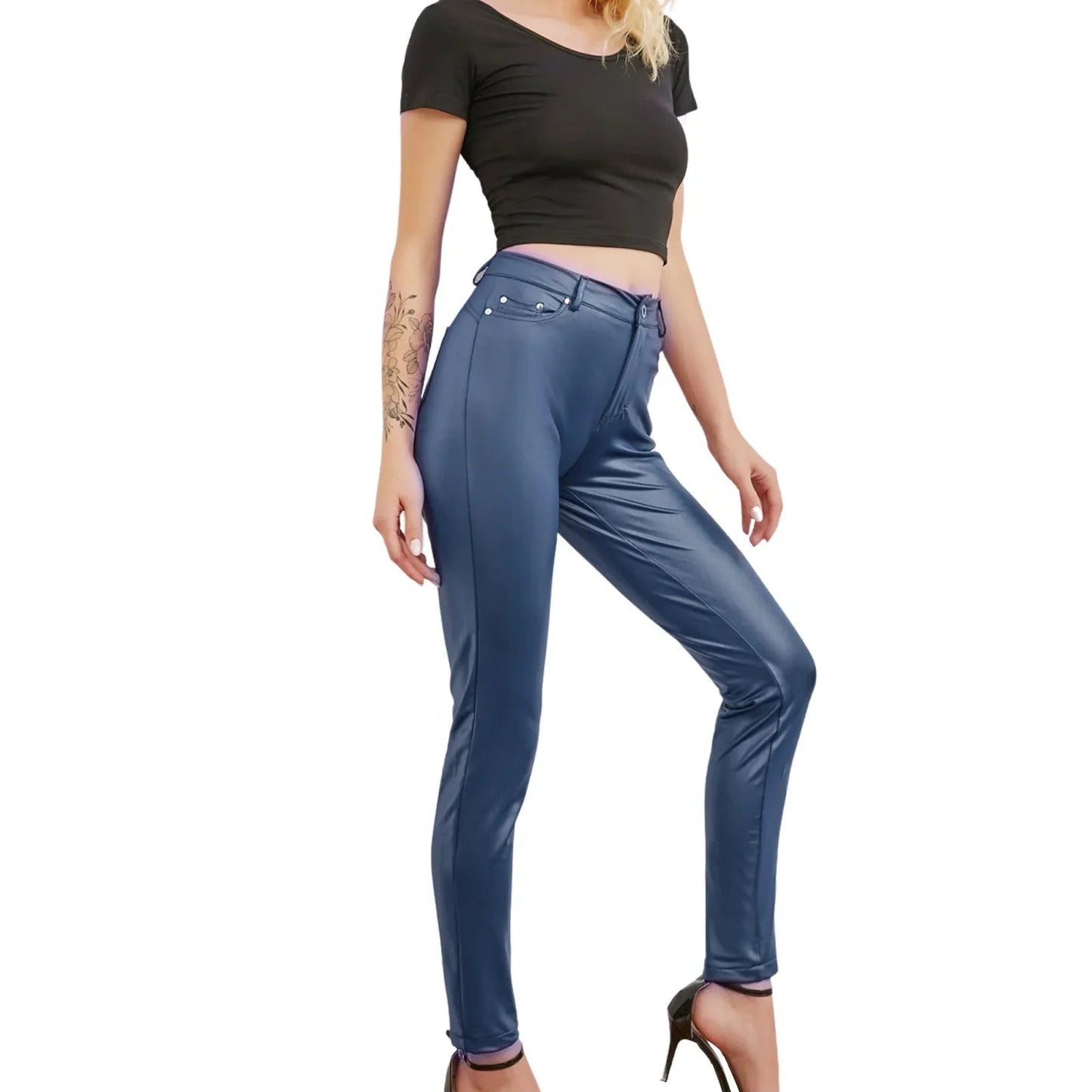 Pants PU Leather High Waist Bodycon Pencil Style Casual Chic Everyday Wear Comfort - SN Wigs & More