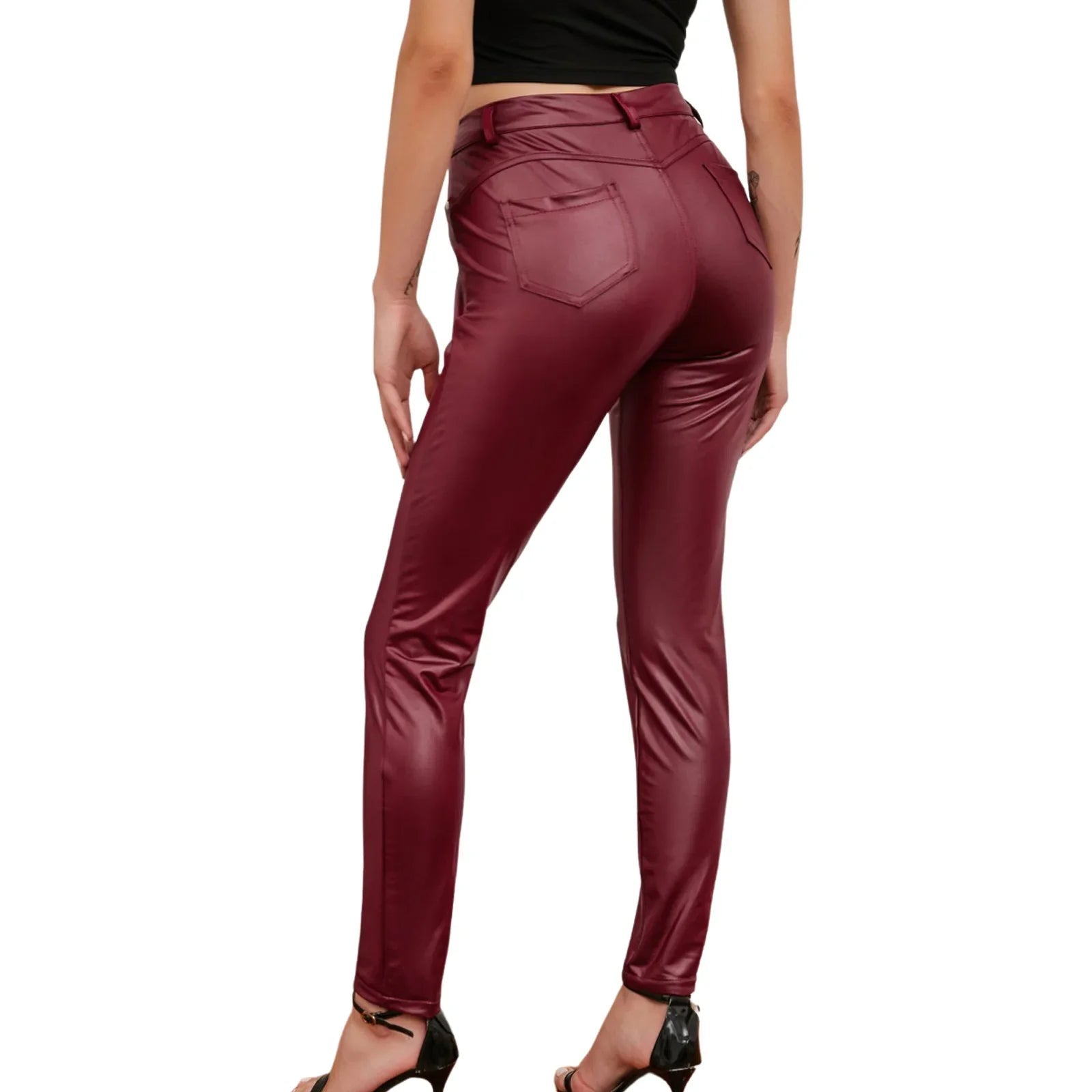 Pants PU Leather High Waist Bodycon Pencil Style Casual Chic Everyday Wear Comfort - SN Wigs & More