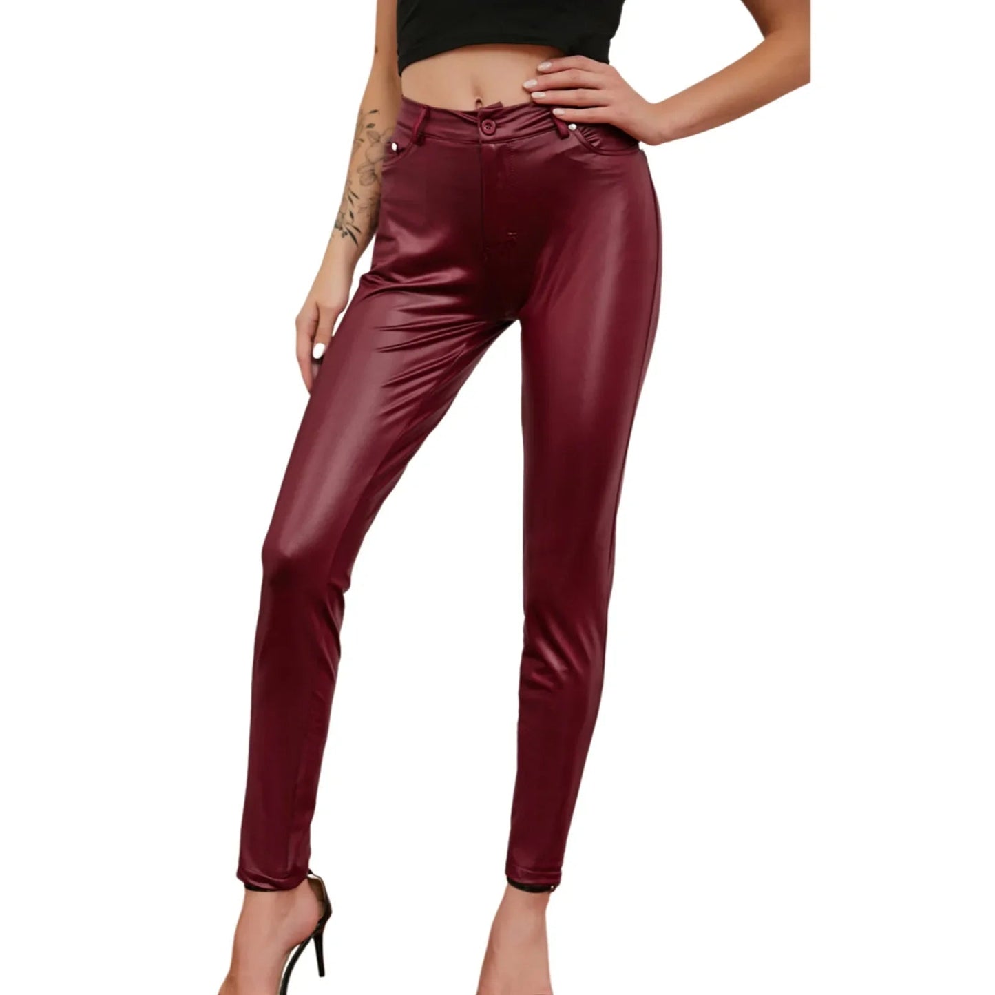 Pants PU Leather High Waist Bodycon Pencil Style Casual Chic Everyday Wear Comfort - SN Wigs & More
