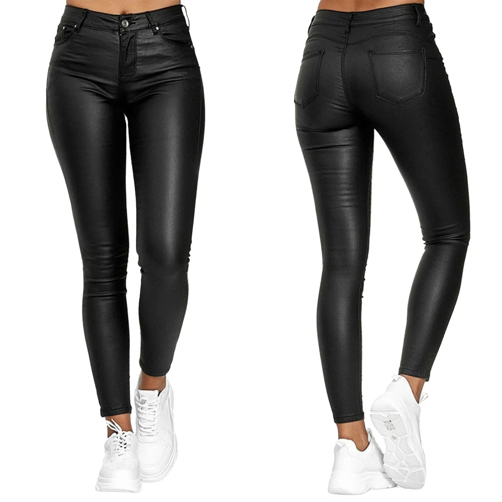 Pants PU Leather High Waist Bodycon Pencil Style Casual Chic Everyday Wear Comfort - SN Wigs & More