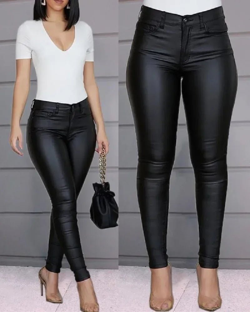 Pants PU Leather High Waist Bodycon Pencil Style Casual Chic Everyday Wear Comfort - SN Wigs & More