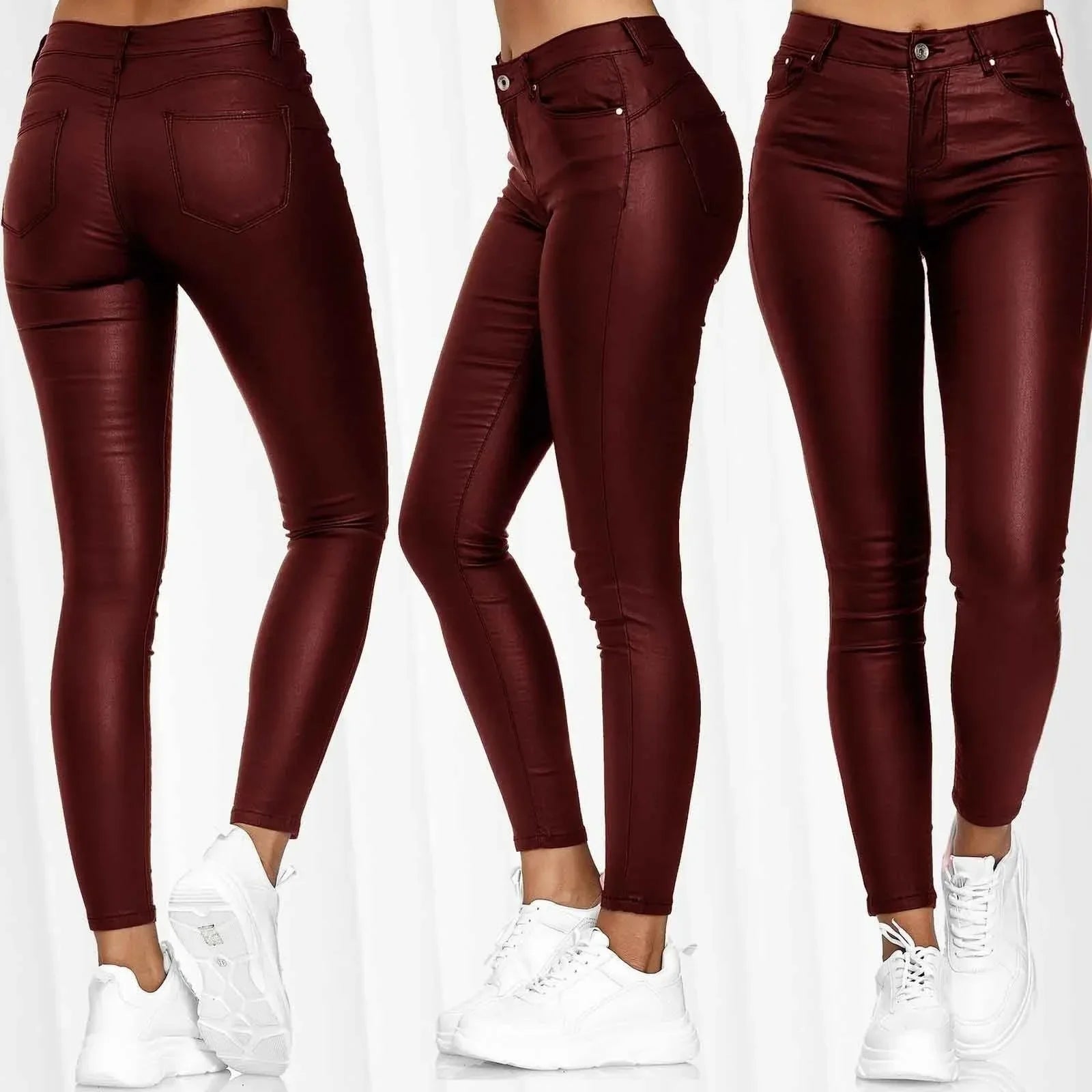 Pants PU Leather High Waist Bodycon Pencil Style Casual Chic Everyday Wear Comfort - SN Wigs & More