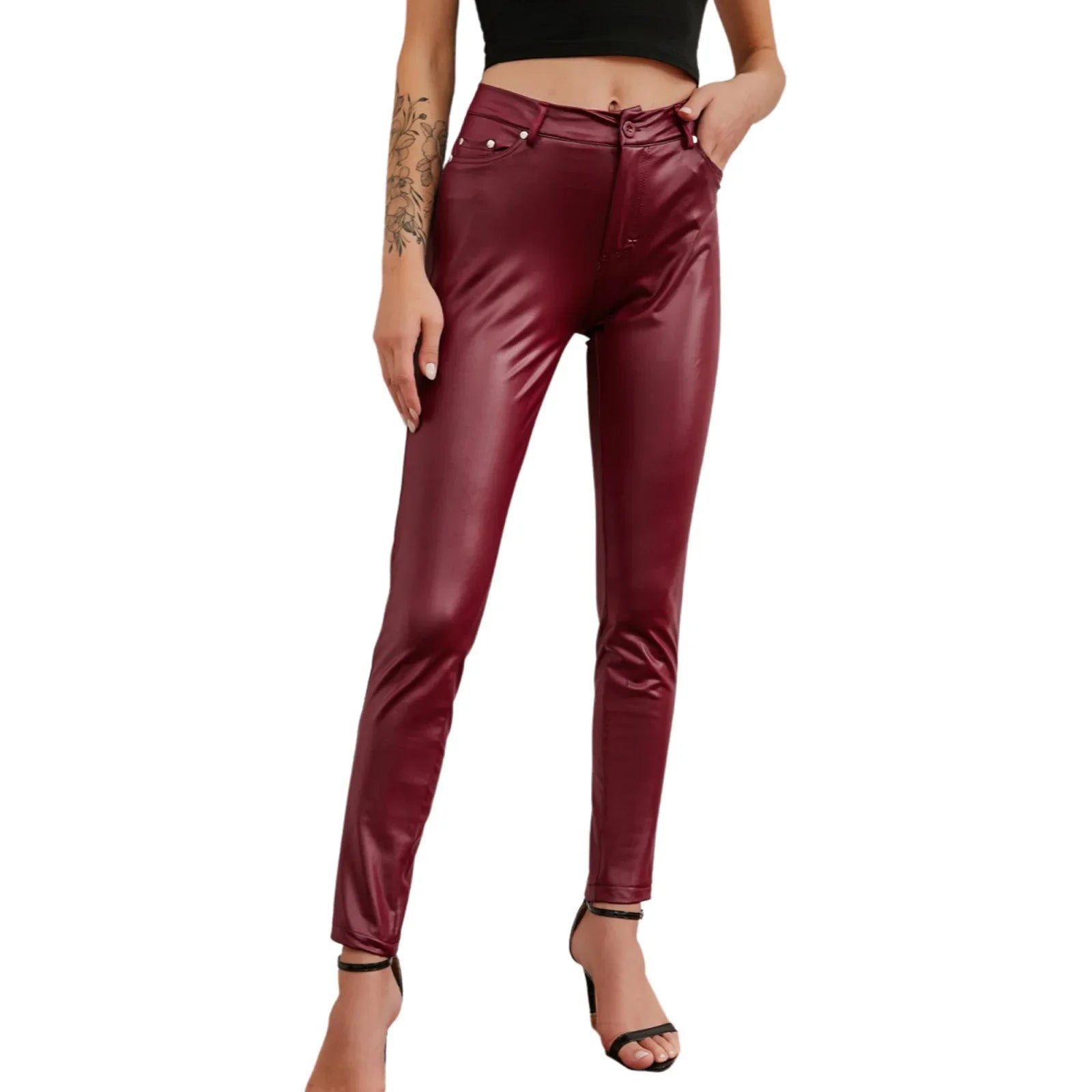 Pants PU Leather High Waist Bodycon Pencil Style Casual Chic Everyday Wear Comfort - SN Wigs & More