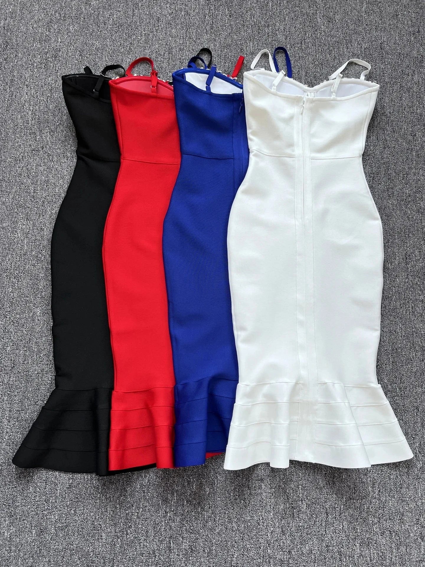 Party Wear Crystal Dresses Rhinestone Stretch Bandage Fish Tail Dress for Women