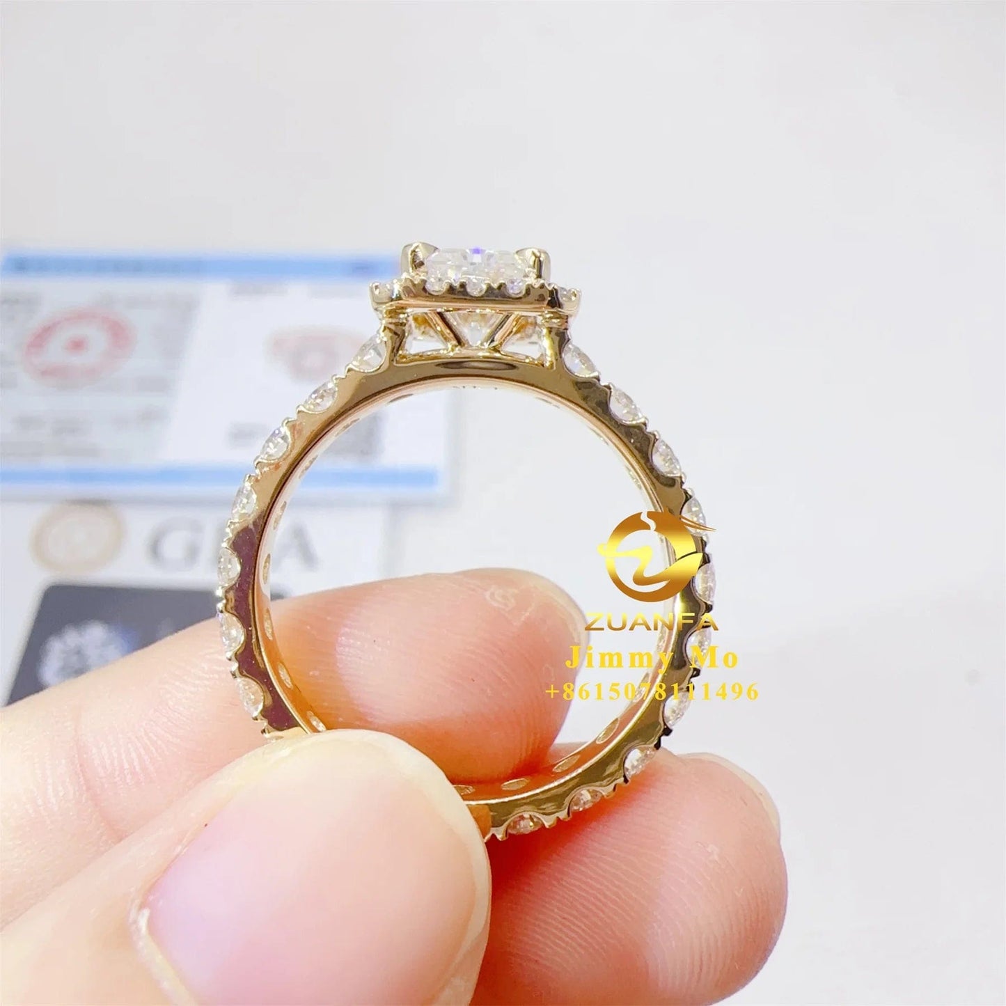 Pass Diamond Tester GRA Certificate 14k Solid Gold 2Ct Radiant VVS Moissanite Diamond Engagement Ring Wedding Bridal Jewelry