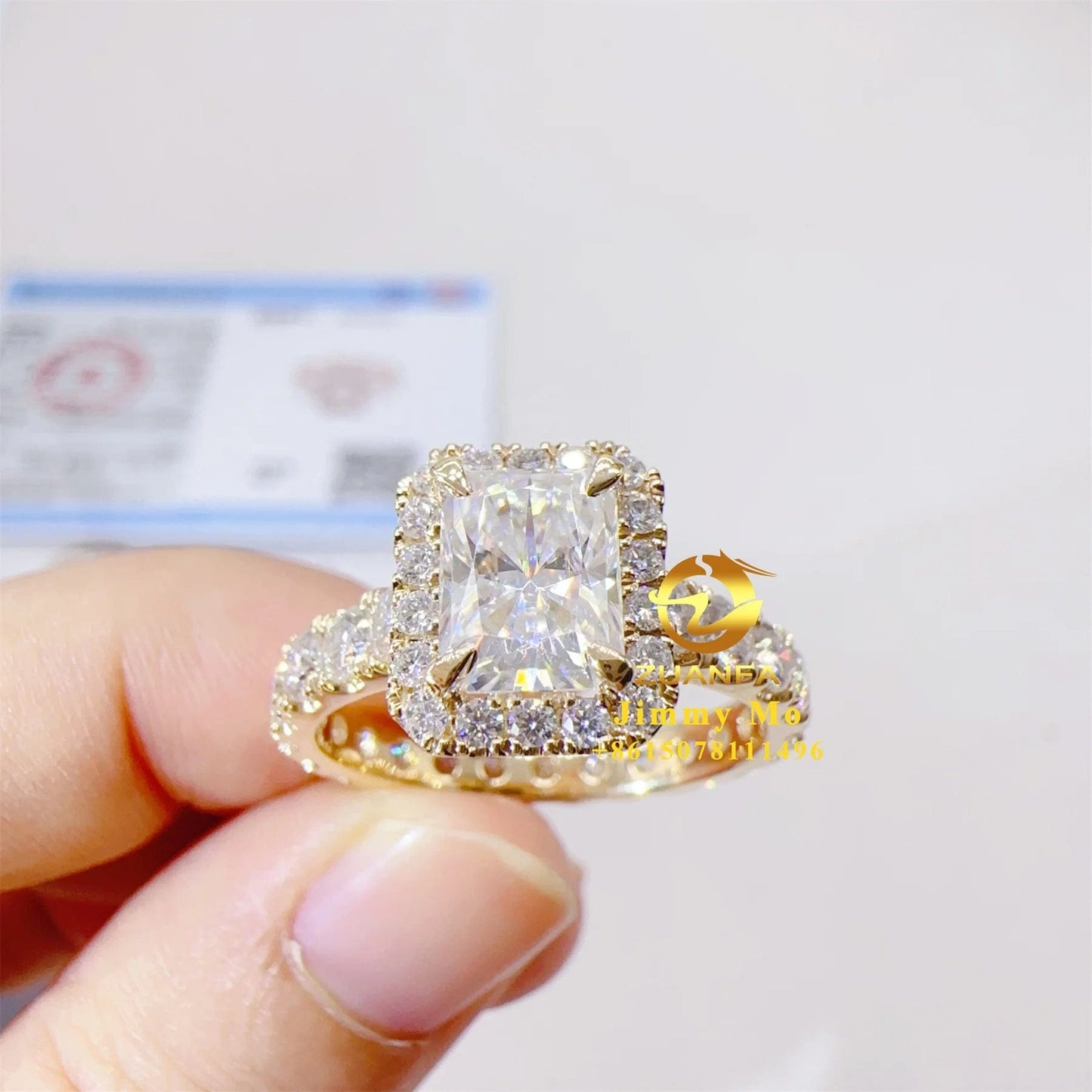 Pass Diamond Tester GRA Certificate 14k Solid Gold 2Ct Radiant VVS Moissanite Diamond Engagement Ring Wedding Bridal Jewelry
