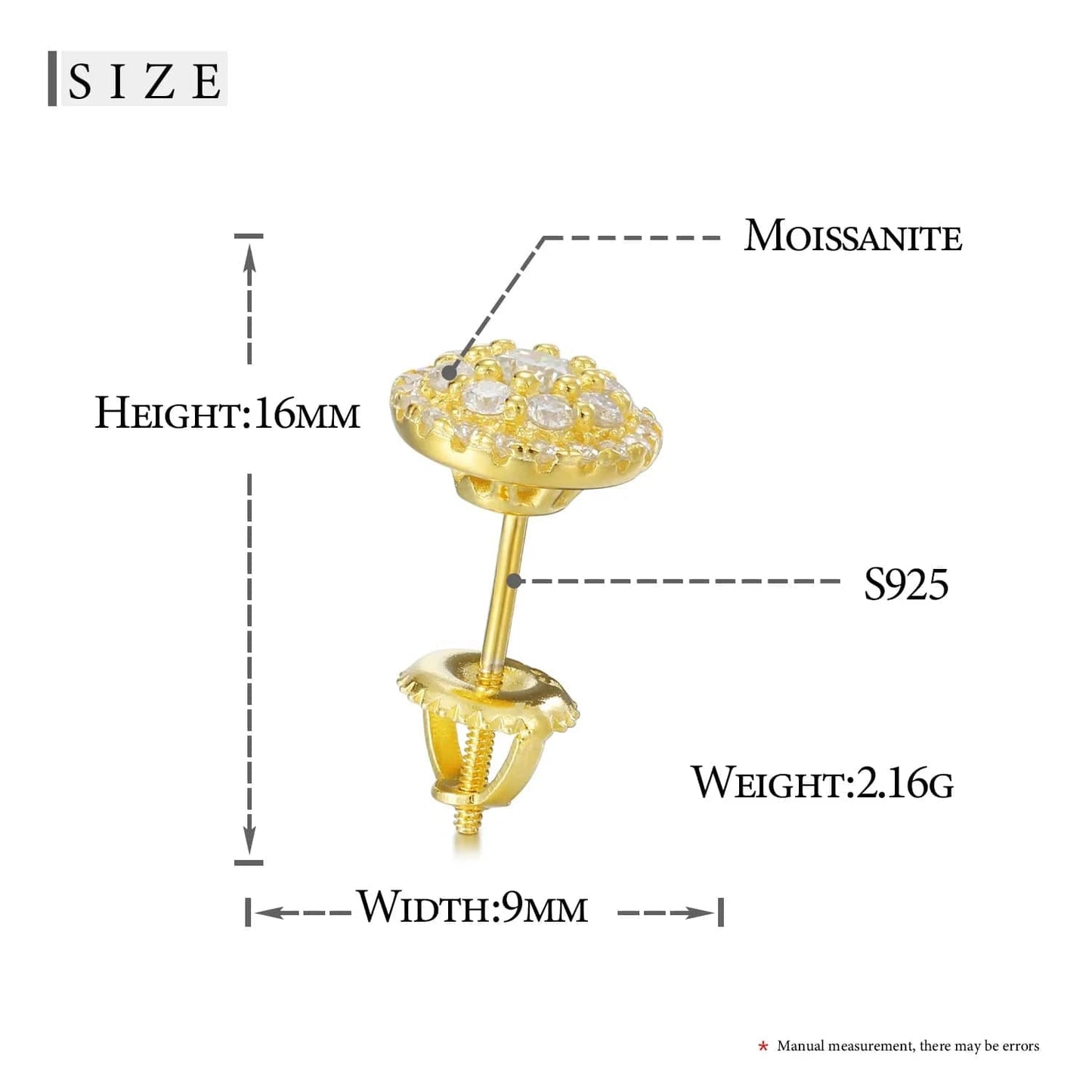 Pass Diamond Tester VVS Moissanite Earrings Hypoallergenic 925 Sterling Silver Men Women Jewelry Wholesale Price White Gold