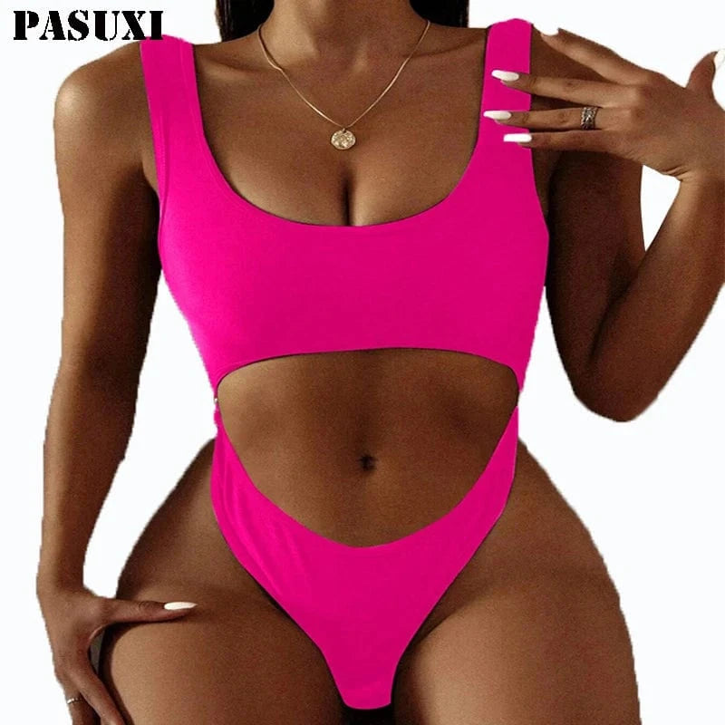 PASUXI New Designer Custom Sexy High Waist One Piece Bathing Suits Swimsuits Designer Bikini Luxury Swimwear Beachwear 2024