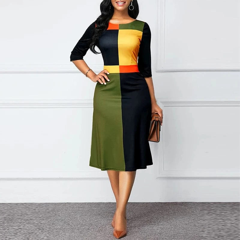 Patchwork Bodycon Dress for Women