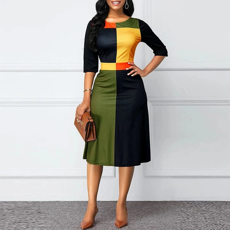 Patchwork Bodycon Dress for Women