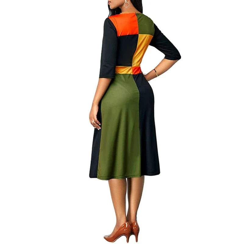 Patchwork Bodycon Dress for Women
