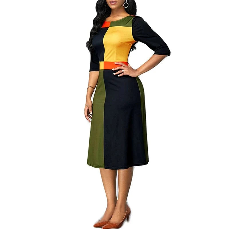 Patchwork Bodycon Dress for Women