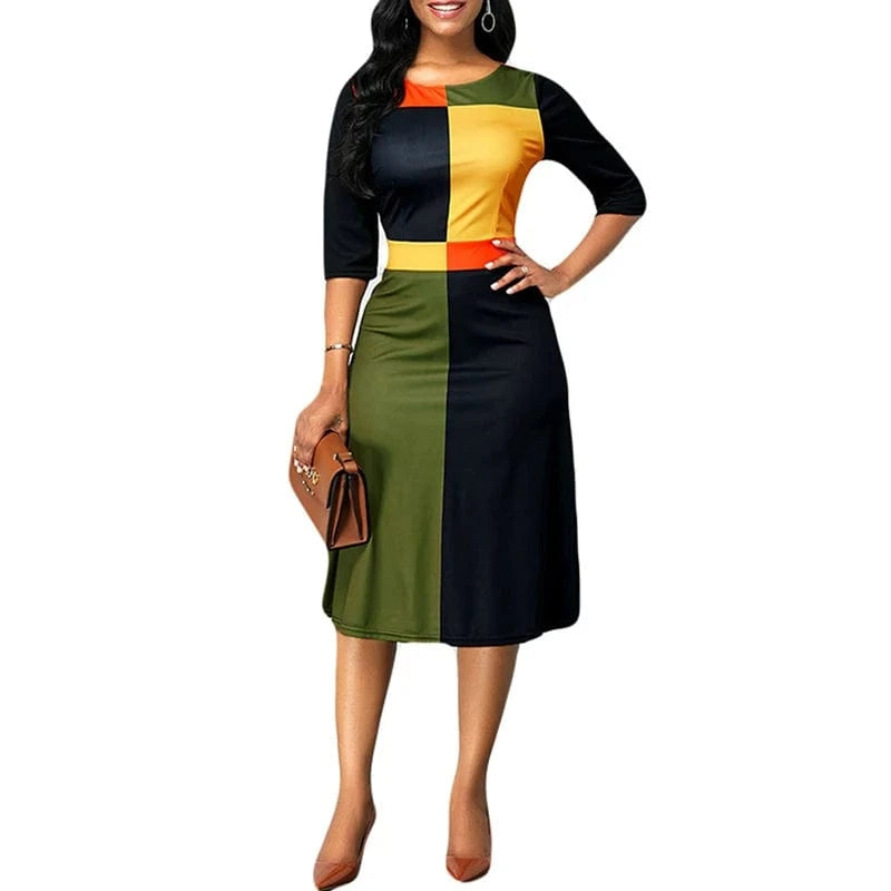Patchwork Bodycon Dress for Women