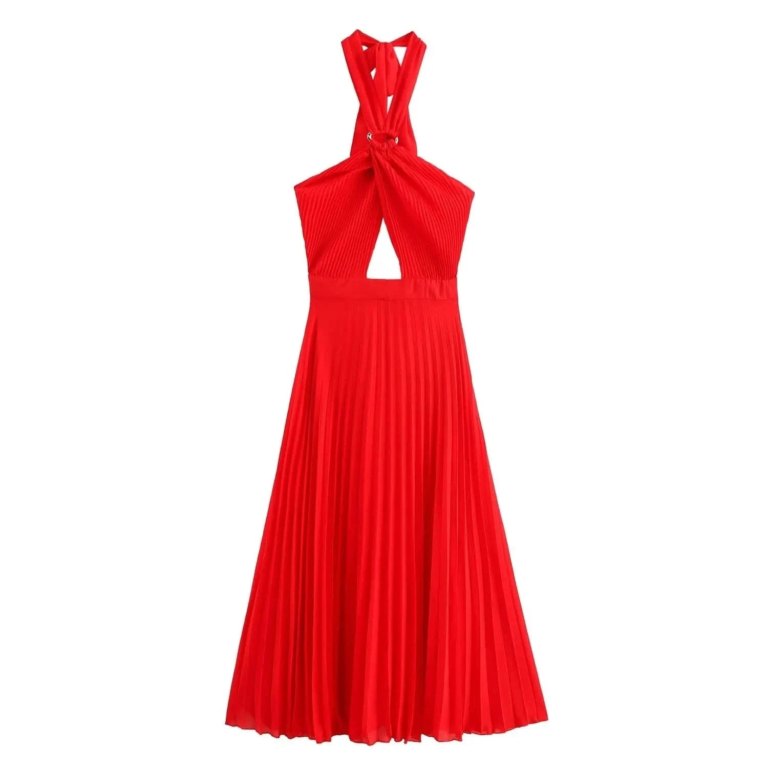 PB&ZA Women 2024 summer New Chic Fashion Small pleated collar Dress Vintage Sleeveless Female Dresses Vestidos robe Mujer