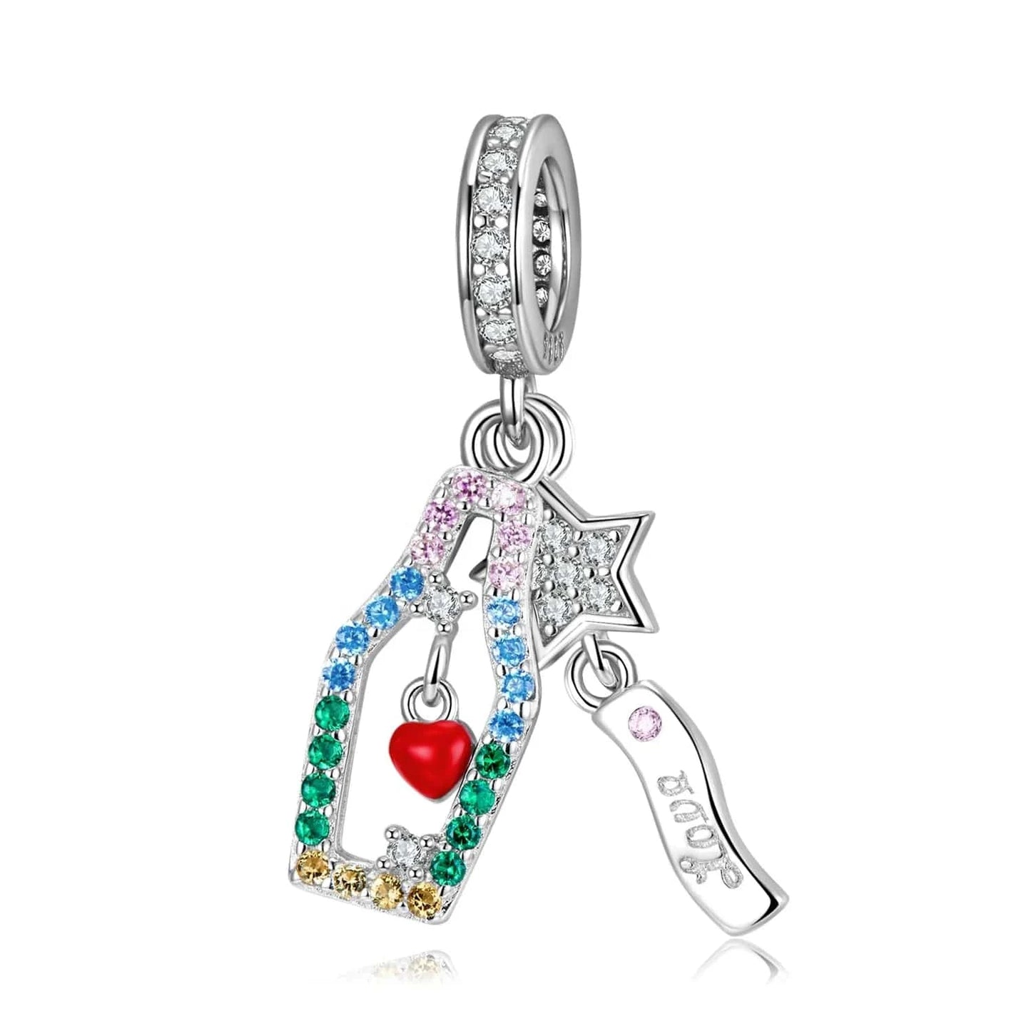 PD0723 Romantic Bouquet Pendant 925 Sterling Silver with colorful CZ for Women charm bead Rose gold plated jewelry Bracelet Wholesale