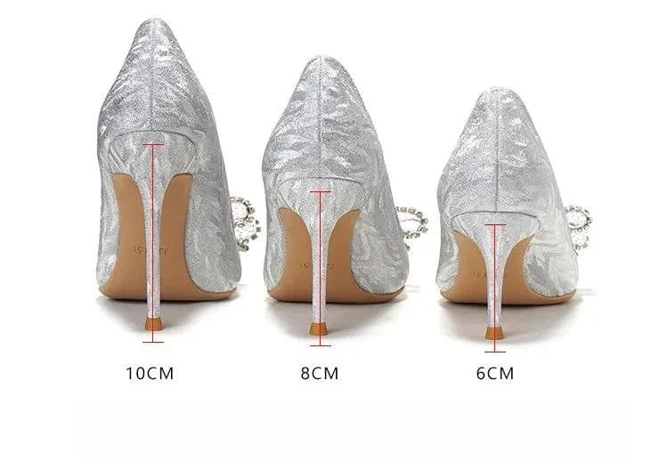 PDEP 2023 champagne new bridal shoes women wedding shoes with stiletto thin heels point toe crystal bridesmaid high heels