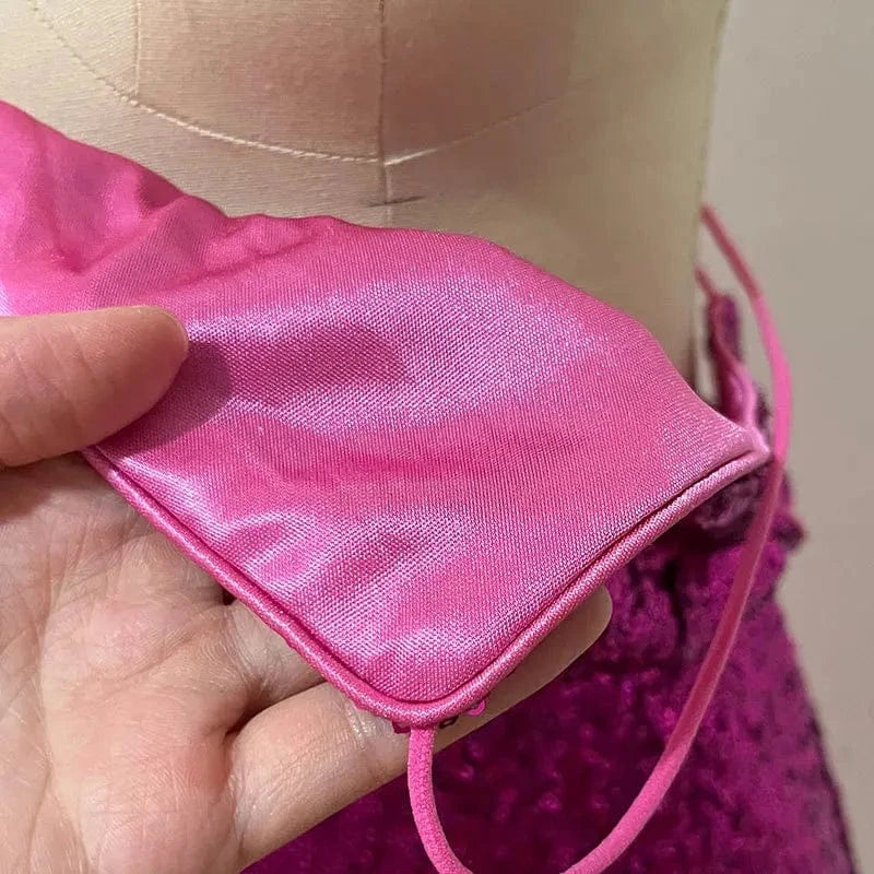 PDEP 2023  Sequin dress women  Sexy Celebrity Style Beaded V-Neck backless  Hollow cut out Strap mini club party Dress