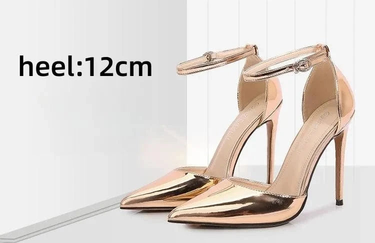 PDEP  big size 46   women high heels  shoes with a straight ankle  buckle  point toe  ladies  stiletto thin heels for women