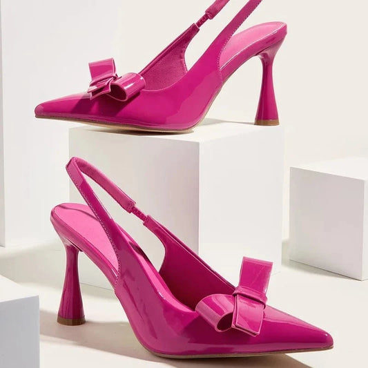PDEP sling back strap  women's shoes with thin heels and closed elegant bow point toe ladies high heel pump shoes 2023
