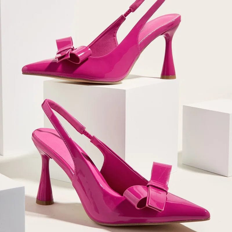 PDEP sling back strap  women's shoes with thin heels and closed elegant bow point toe ladies high heel pump shoes 2023