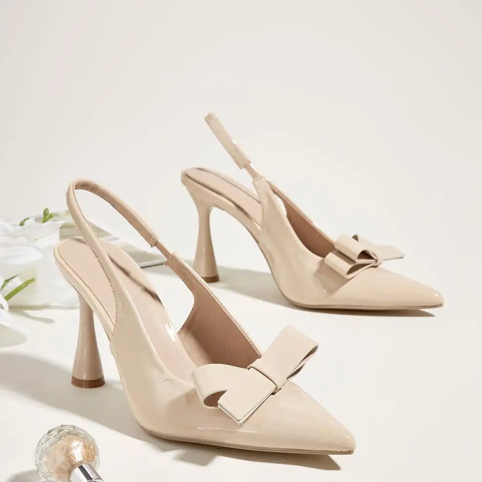 PDEP sling back strap  women's shoes with thin heels and closed elegant bow point toe ladies high heel pump shoes 2023