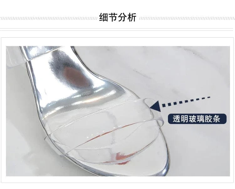 PDEP wholesale crystal PVC clear  transparent high heel slippers 6.5cm summer sandals for women and ladies