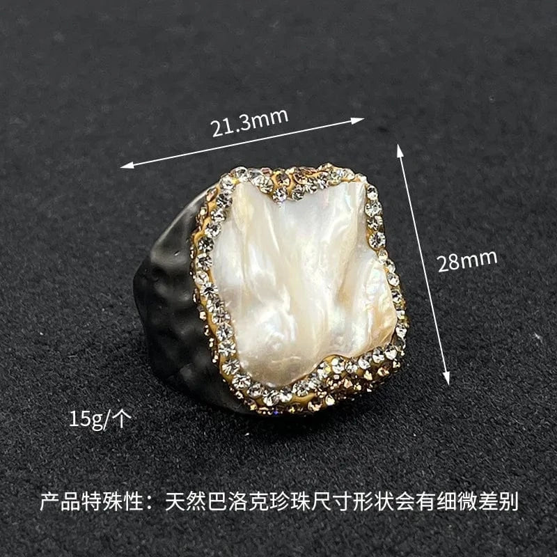 pearl ring / 11 French hawaiian baroque natural stone pink topaz turquoise evil eye pearl rings jewelry women